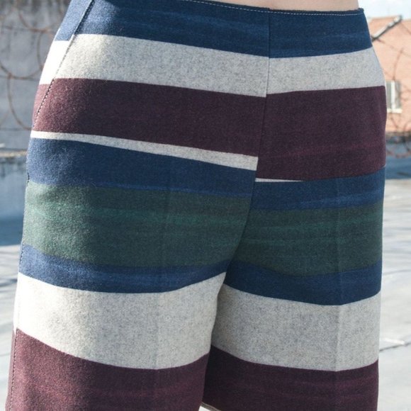 NWT CARVEN Color Block Striped Wool Blend Shorts Size FR 36 US 4 S MSRP $460 - Picture 4 of 9